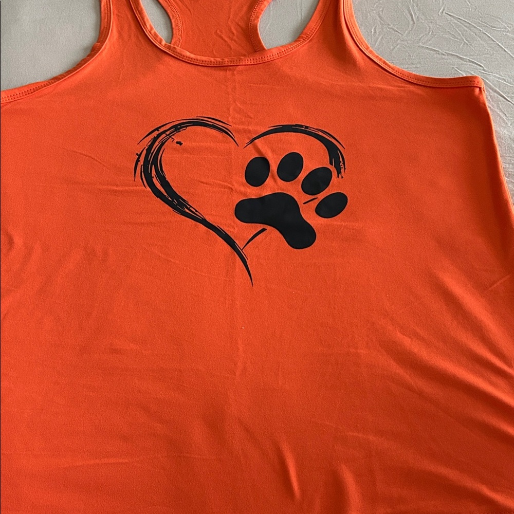 Orange Tank Top with Heart and Paw Print